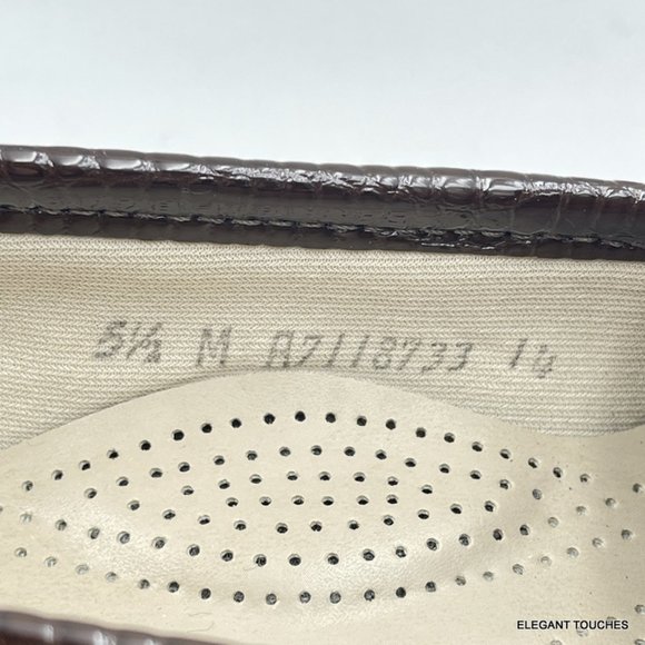 SAS Simplify 5.5 M Brown Leather Loafers Croc Embossed Womens Comfort Shoes - Picture 3 of 11